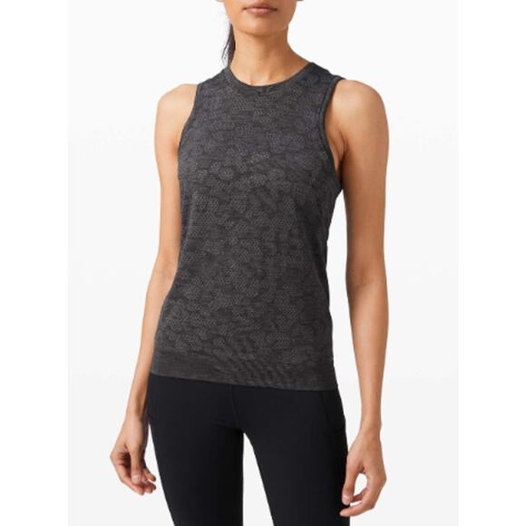 Lululemon Breeze By Muscle Tanks Gray Polar Spots Titanium / Black Size 4 - Picture 1 of 8